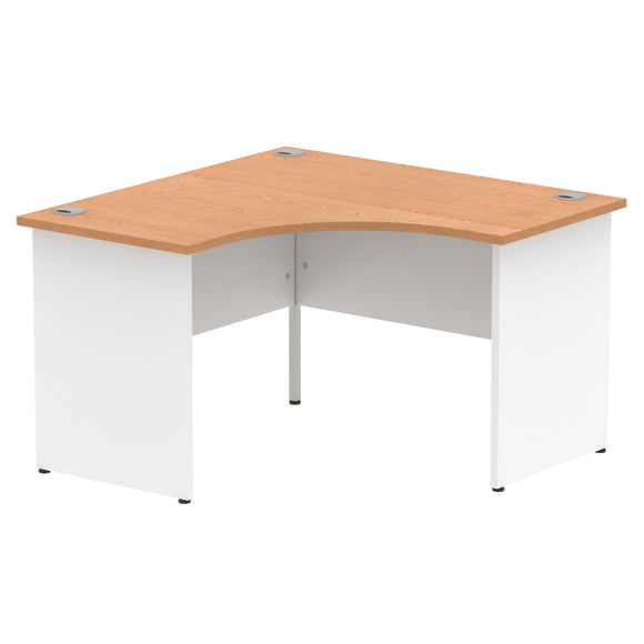 Impulse 1200mm Corner Desk Oak Top White Panel End Leg